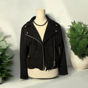 Disturbia Cherilyn Faux Leather Fringed Jacket